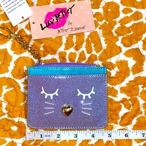 Luv Betsey By Betsey Johnson NWT Purple Multi Patent Glitter Card Case Kawaii